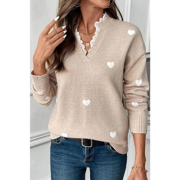 NWT MILLIE OATMEAL HEART PULLLOVER SWEATER KNIT - Picture 3 of 10